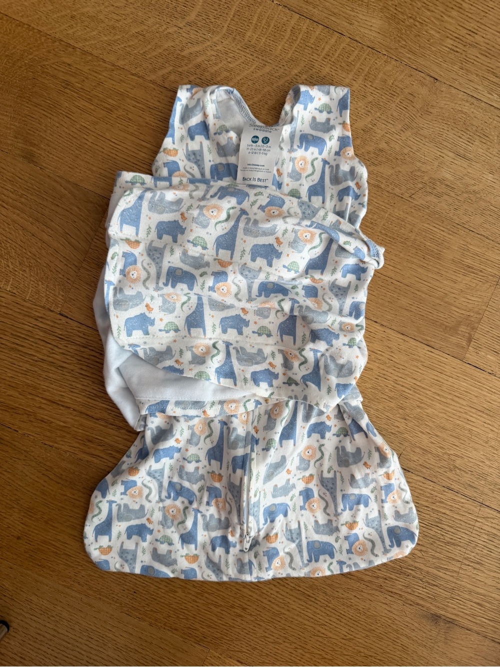 Halo Baby Sleep Sack in Blue and Cream Animal Print